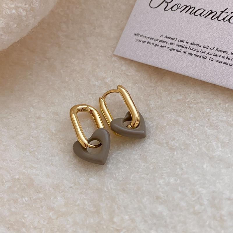 French Retro Romantic Wine Red Heart Pendant Earrings For Women Wedding Party Girls Fashion Zircon Christmas Gift Accessories