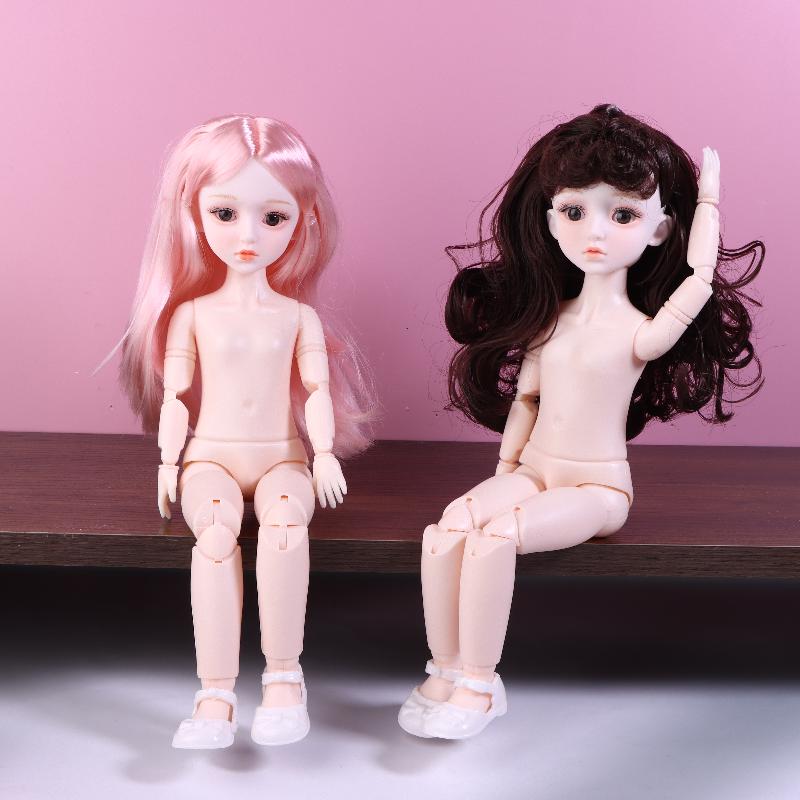 1 Set Girl Diy Dress Up Toy Lovely 1/6 30Cm Nude Dolls 3D Simulation Eye 20 Movable Joints Doll Kids Gift