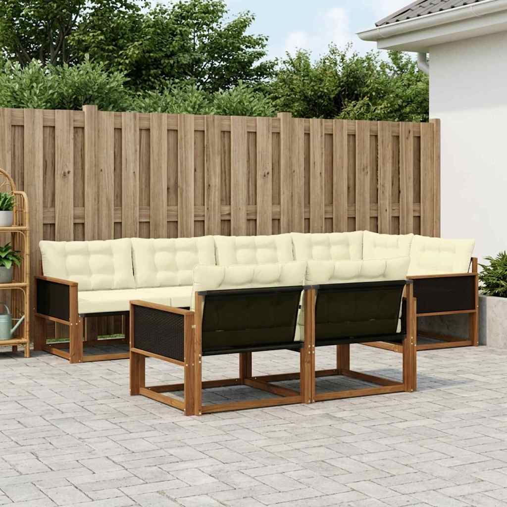 Outdoor Sofa Set with Cushions 7 pcs Natural and Cream
