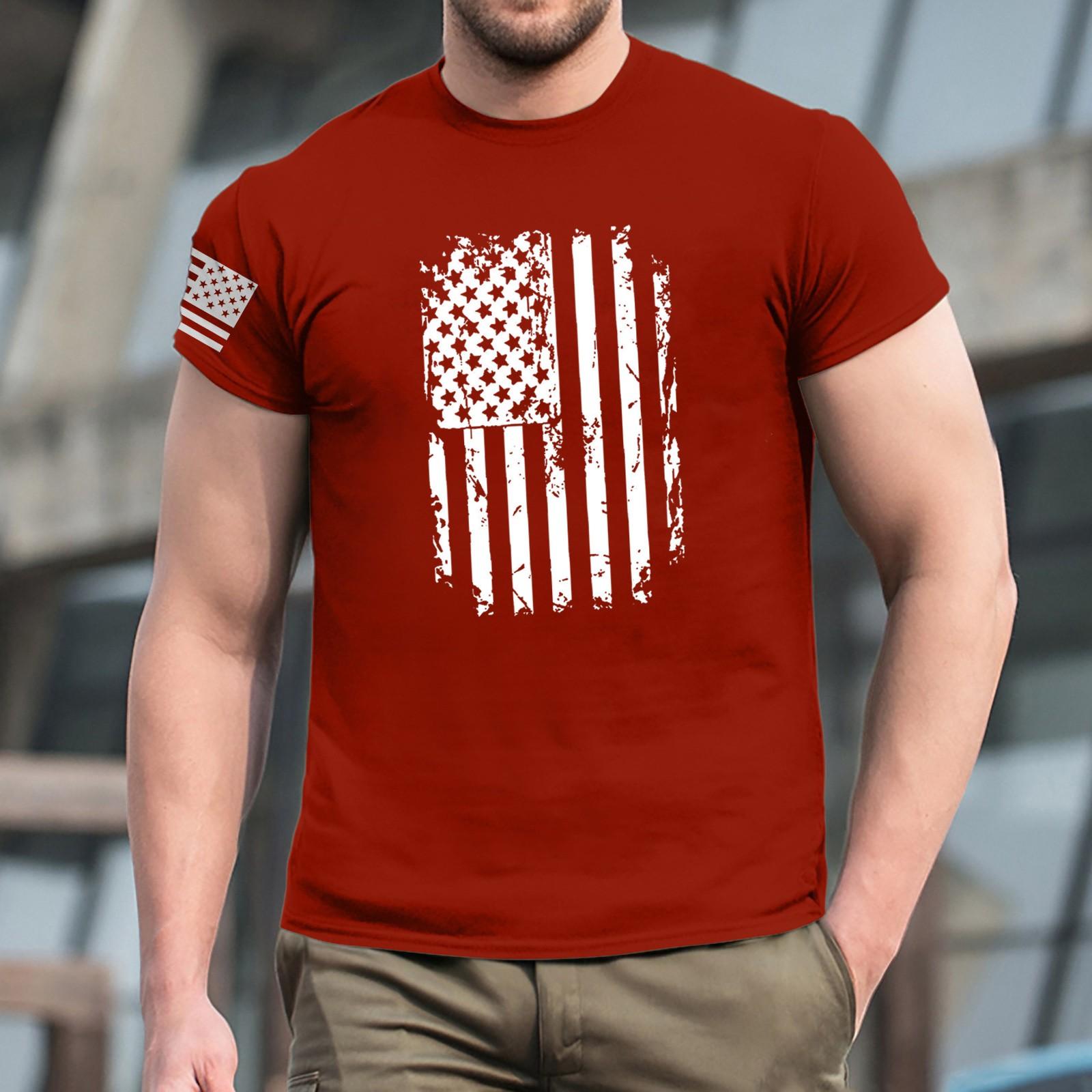 

Летняя мужская популярная футболка с круглым вырезом и коротким рукавом с принтом XL красный