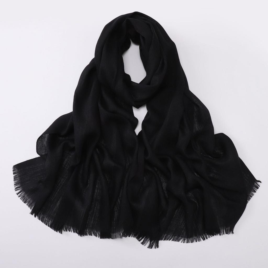 Versatile Solid Bamboo Yarn Scarf Soft Comfortable Autumn Winter Head Wrap For Women
