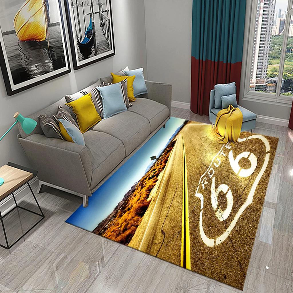Historic Route 66 Non-slip Carpet Soft Area Rug for Living Room Kids Bedroom Kitchen Decor Floor Mat