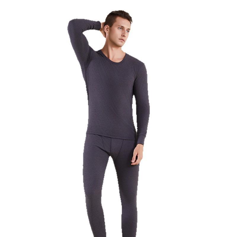 Men's Fleece-Lined Thermal Base Layer Set for Autumn-Winter