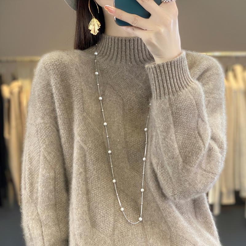 

Женский кашемировый свитер Qinghe кашемир 30% кашемир 70% шерсть осенне-зимний пуловер теплый и модный L коричневый