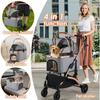 Foldable 3-in-1 Dog Cat Stroller, Pet Stroller with 360° Wheels, Storage Basket, Mesh Window, Cup Holder