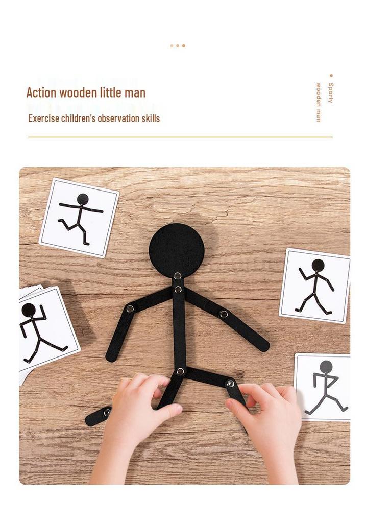Educational Matchstick Figure Movement Game - Versatile Wooden Toy for Children's Learning and Play