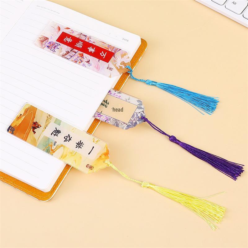 Chinese Exam Motivation Acrylic Bookmark with Tassel: Inspirational Words for Success