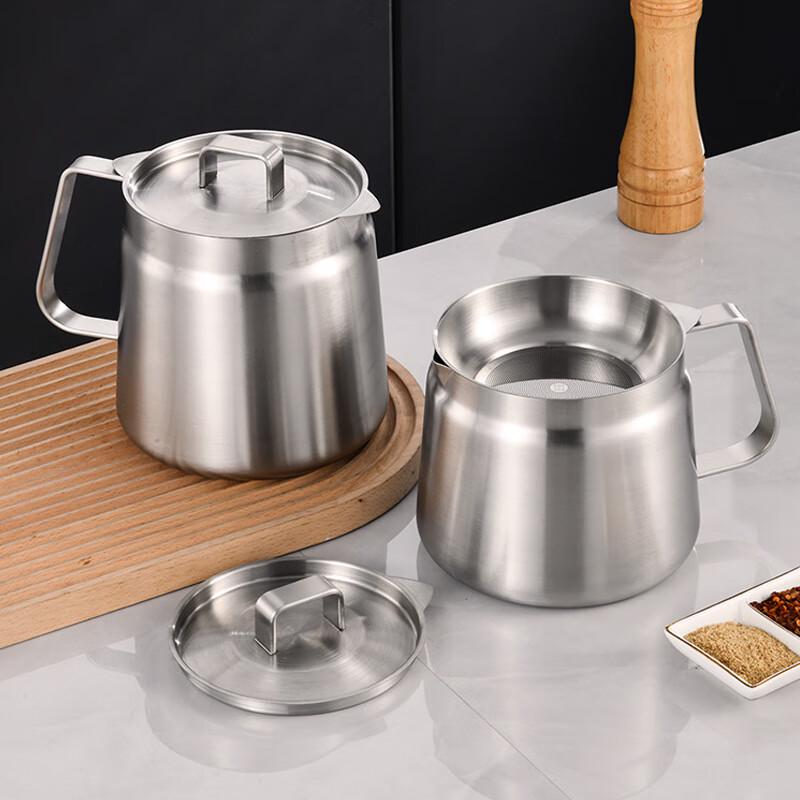 304 Stainless Steel Oil Storage Pot with Strainer