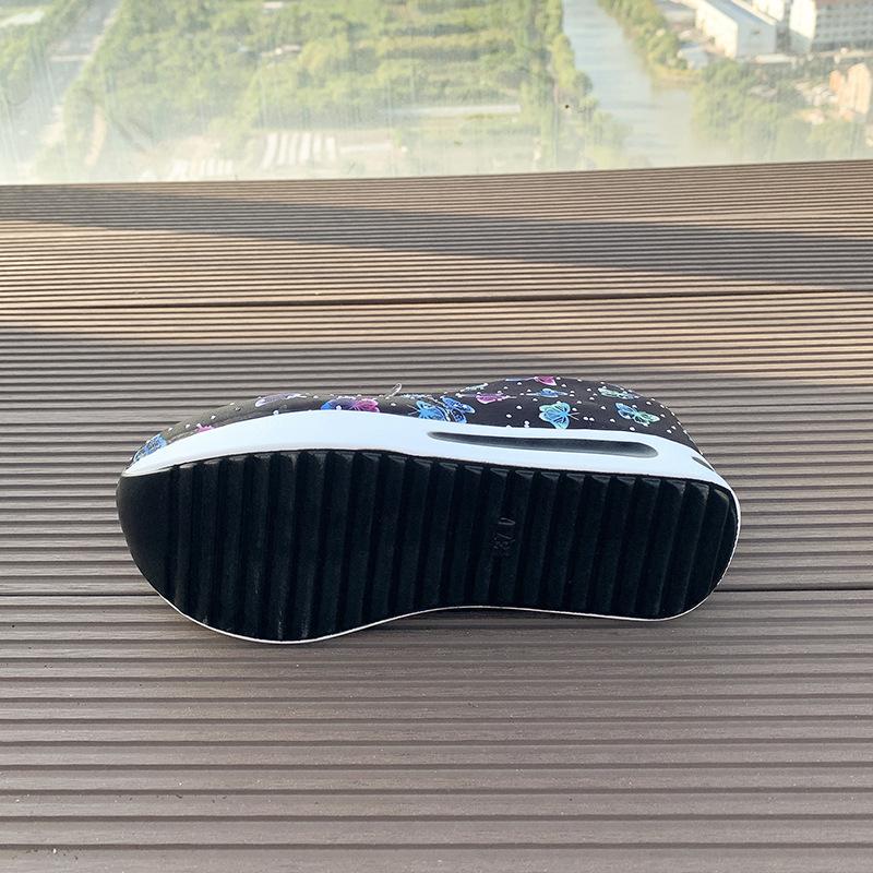 Dámské sportovní boty velké velikosti s kulatou špičkou tlustá podrážka pro volný čas, jednoduché boty s potiskem barevného motýla, tenisky 35-42