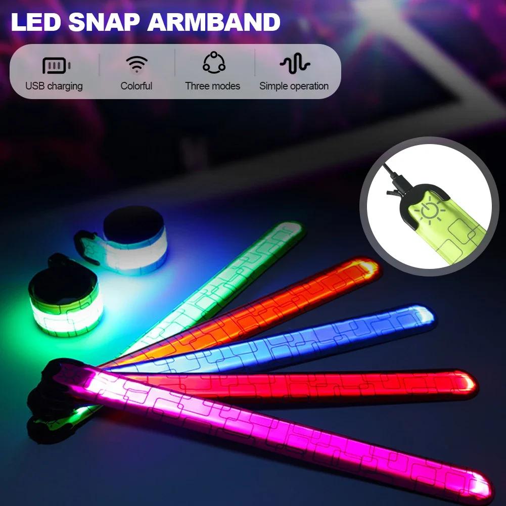 Wiederaufladbares LED-Schlagarmband Modern Hohe Helligkeit Leuchtendes Armband für Nachtlauf Outdoor-Sport Sicherheitsarmband Party