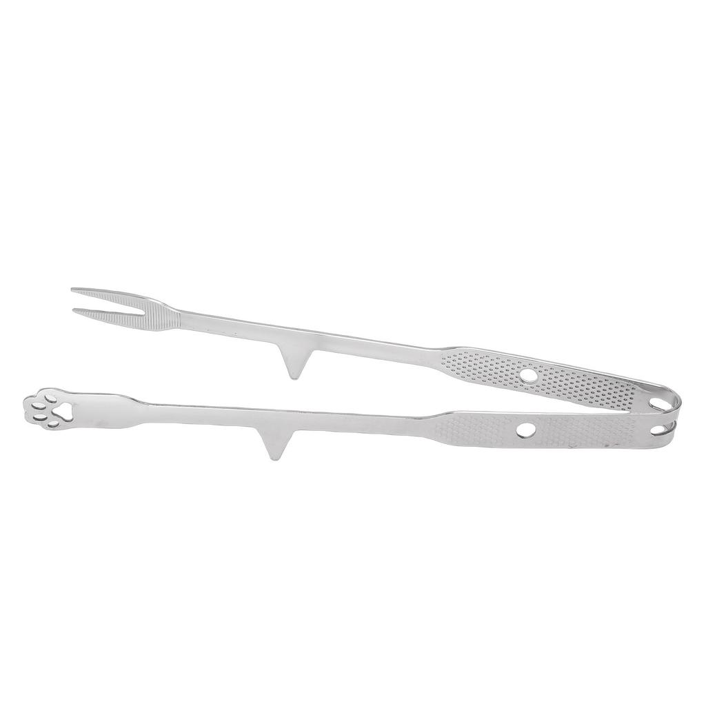 Kitchen Tong with Tip 316 Stainless Steel Anti Slip BBQ Grill Tong with Fork for Steak Meat Vegetables Cooking Serving