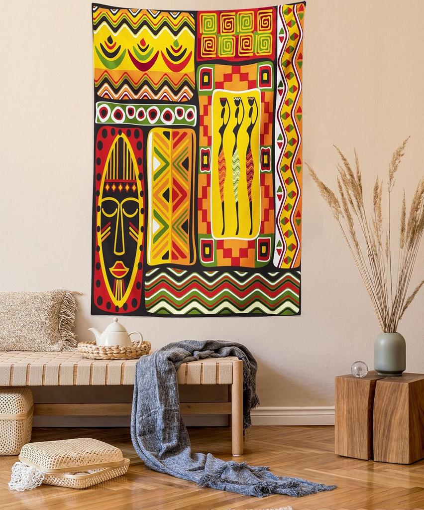 Lunarable Forest Tapestry Queen Size, Autumn Fall Forest Scene with Vibrant Colors and Pale Leaves Tranquil Peace Nature, Wall