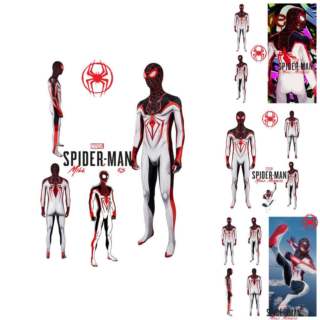 Spider-man Ps5 Miles Morales T.r.a.c.k. Costume da Cosplay Bianco per Adulti