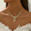 Bride Fashion Copper Claw Chain Angel Wings Necklace Earrings Bracelet Ring Jewelry Set Wedding Banquet Party Festival Gift