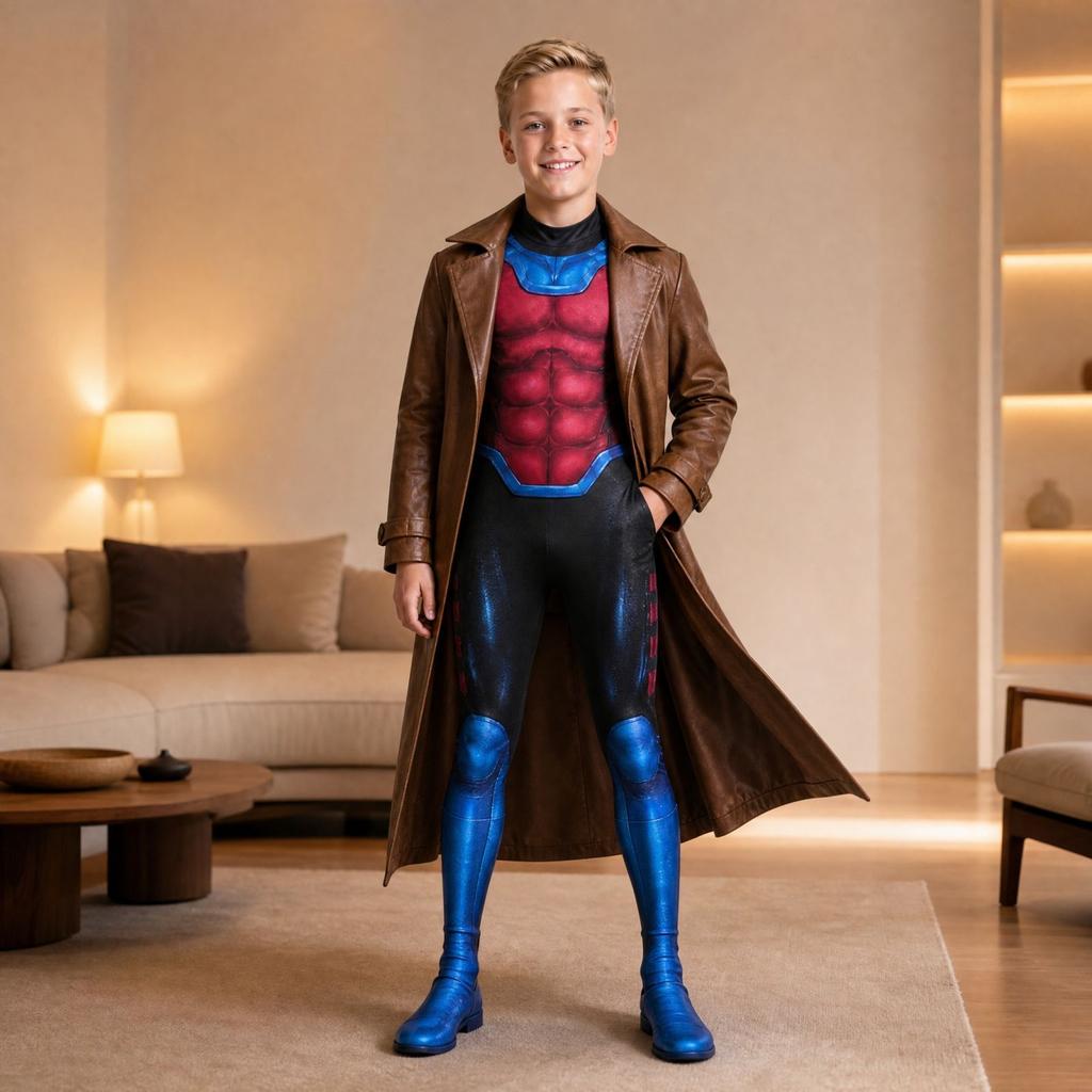 Kids Full Trench Coat Outfit Set for Boys and Girls, Long Coat for Dress-Up and Parties