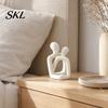 Compact Romantic Indoor Sculpture 3D Printed Abstract Couple Statue, Minimalist Couples Bedroom Decor, White Hugging Lovers Sculptures, Long-lasting