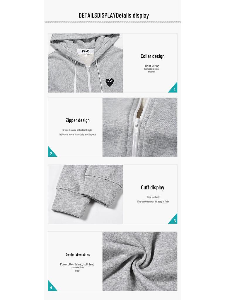 HEYPLAY Unisex Heart Pattern Cotton Hoodie - Japanese Trend, Autumn/Winter Style