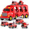 Fire Engine Toy Sets Suitable for Children Over 2 Years Old, 5 in 1 Fire Engine Toys, Friction Power Vehicle Toy Sets, Accessories Color Random
