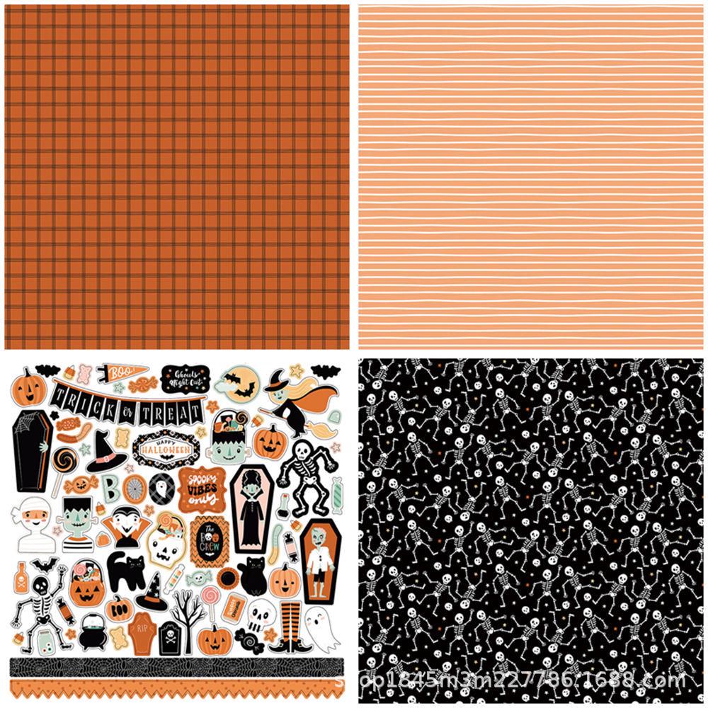 12 Sheets Retro Halloween Collage Background Paper for Journaling - European & American Style