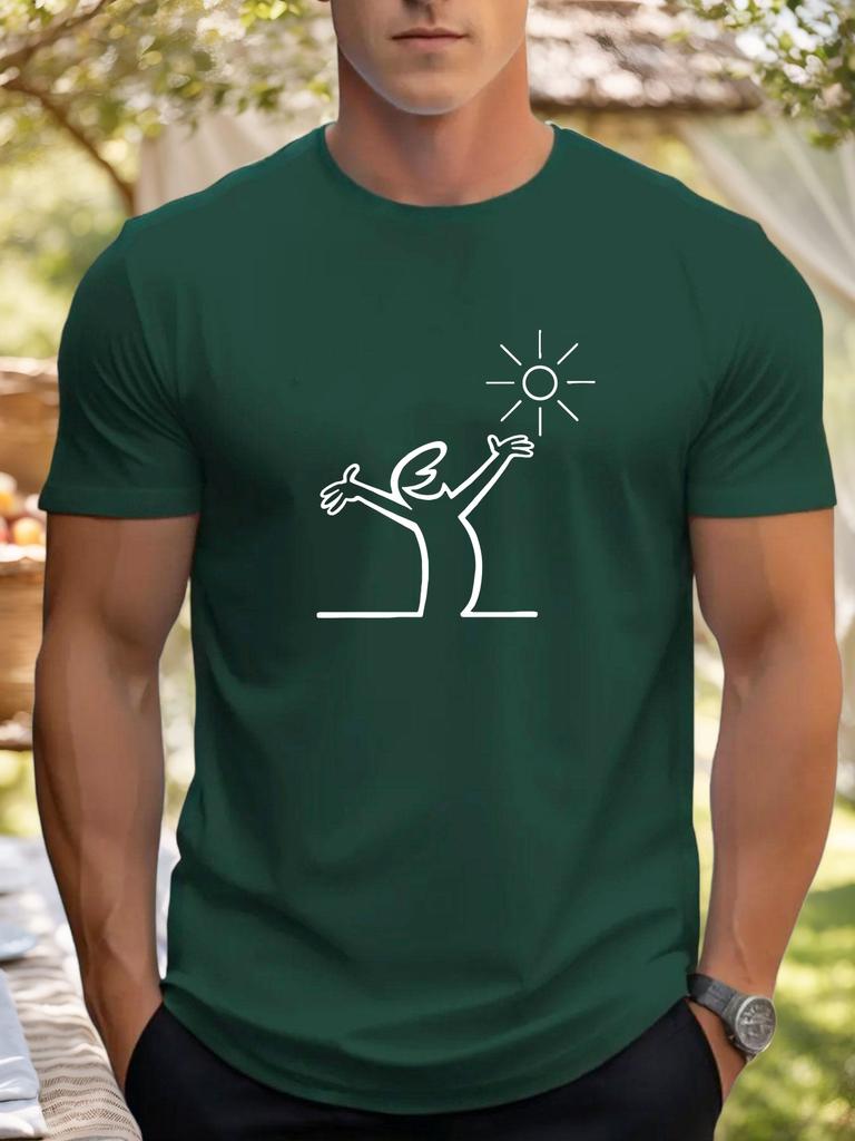 Sun and Hand Print 100 Cotton Cool Men Woment Tshirt Summer Autumn Daily Outdoor Sports Party Casual Loose Street Short Sleeve