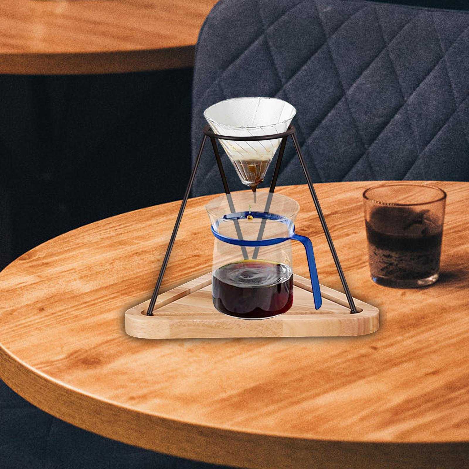 

Подставка для разлива Кофеварка для напитков Деревянное основание Железный каркас Станция Держатель фильтра Triangular