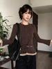 Women's Floral Lace Flannel Long-Sleeve Top - Slimming, Double-Layered Design for Autumn/Winter