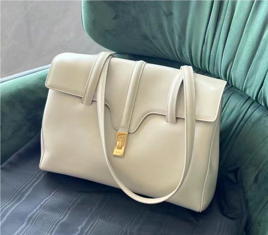 

2024 New Liu Wen Kelli bag SOFT16 shoulder cowhide tote bag portable underarm bag 30X15X20CM