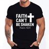 Men's Christian T-Shirt 'Faith Can't Be Shaken' Psalm 62:6 Cross Graphic Tee Casual Short Sleeve Summer Religious Faith Tops