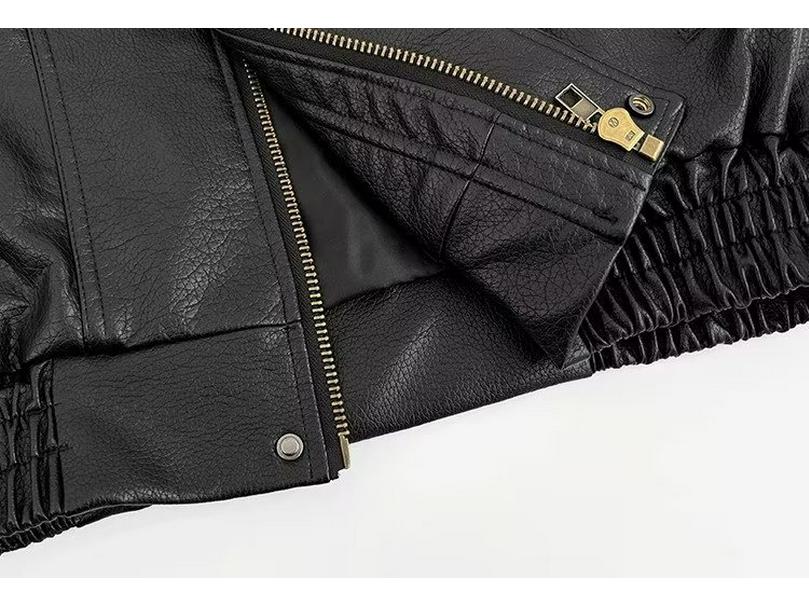 Men's Handsome PU Leather Motorcycle Jacket - American Retro Casual Loose Fit Parka.