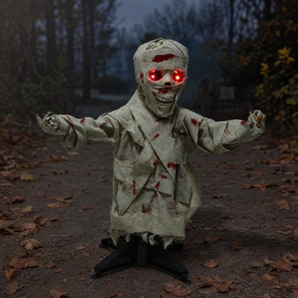 Fright Prop Animated Half-Body Mummy Ground Decoration for Porch