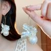 Elegant French White Petal Pearl Earrings: Super Fairy, Sweet, Cool - Perfect for Seaside Vacations