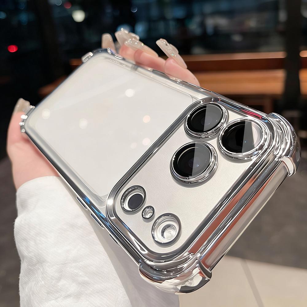 Shockproof Plating Clear Case For iPhone 17 Air 16 15 14 13 Pro Max Plus Luxury Glitter Silicone Soft Cover Transparent Shell