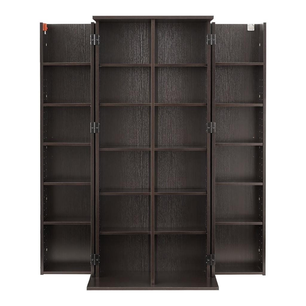 Media Storage Cabinet, 6-Tier DVD Shelf Organizer, 610 X 368 X 1270 Mm Multimedia Storage Organizer for CDs, DVDs, Books, Games, CD Shelf for Living