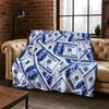 Cartoon Dollar Euro Money Rich Flannel Blanket Soft Warm Throw Blanket for Bedroom Living Room Bed Travel Camping Picnic Gift