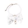 Pet Necklace Elegant Adjustable Cat Dog Collar with Faux Pearl Bow Cute Pet Neck Circle Pet Accessory