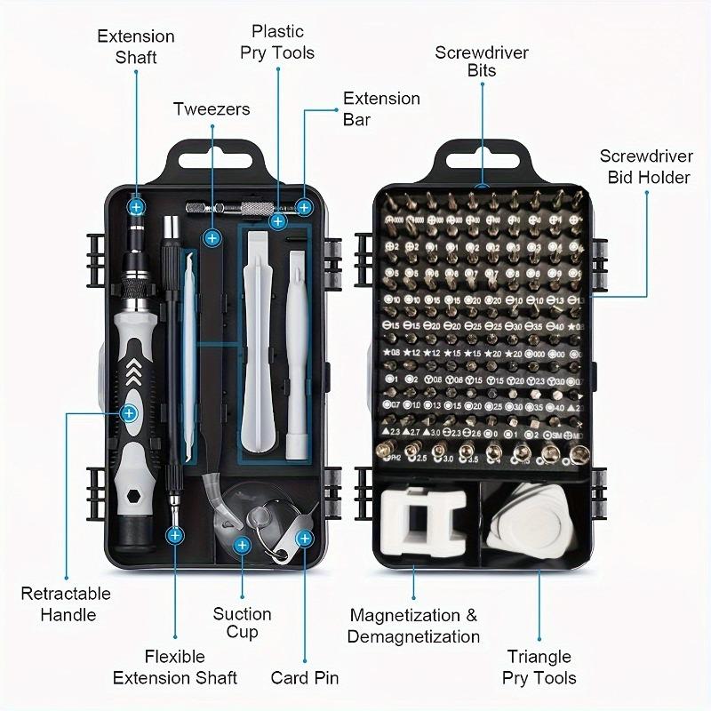 1PACK/115 in 1 Strong Magnetic Screwdriver Tool Set Mobile Phone Repair and Disassembly Tool Household Multifunctional Manual, Screw Batch Set