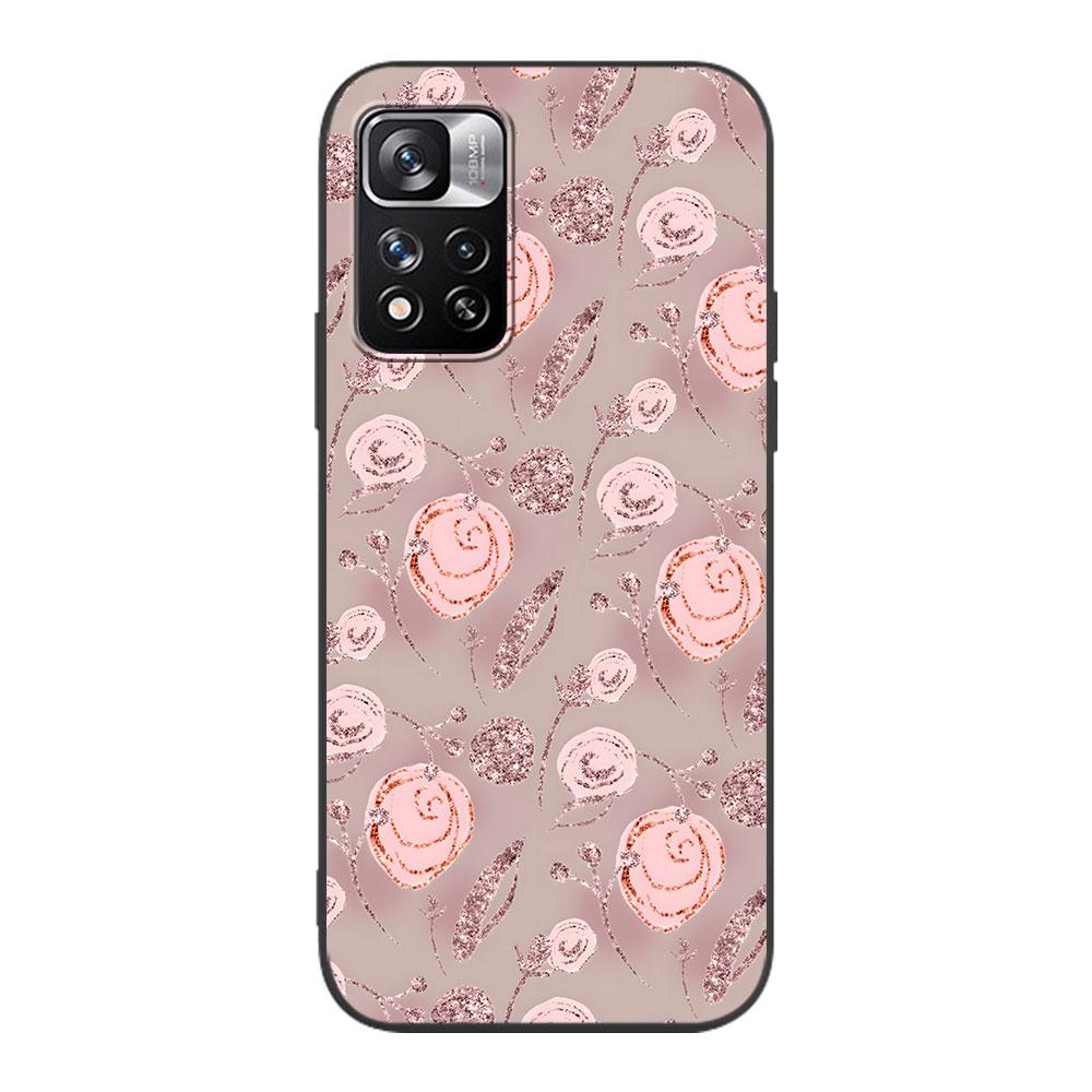 Love Rose Gold Style Case for Xiaomi Redmi Note 11 10S 8T 10 12 Pro Plus 11T 8 9 11E 11S 5 Pro 9S 7 Soft TPU Black Phone Cover