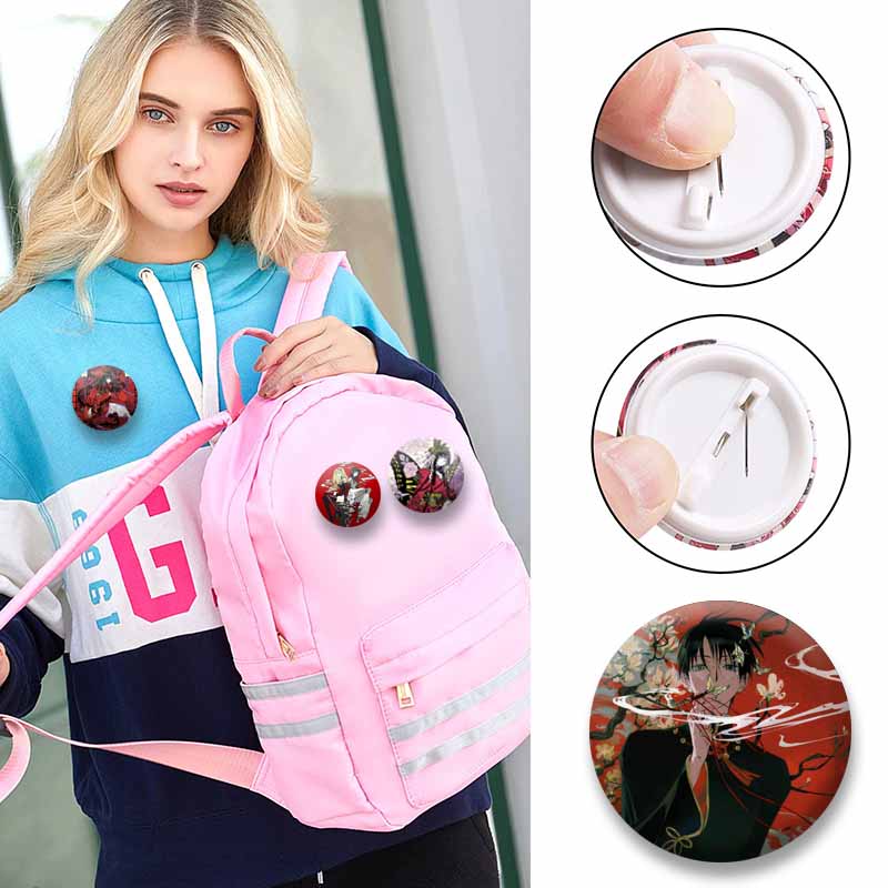 Japanese Manga XxxHolic Can Badge Anime Cartoon Round Cosplay Badge Yuuko Kimihiro Watanuki Brooch on Backpack Accessories Gift