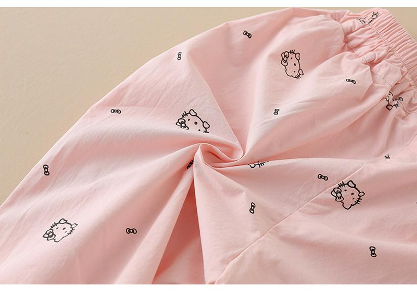 Summer 2026 Girls' Mosquito Repellent Cat Print Casual Pants