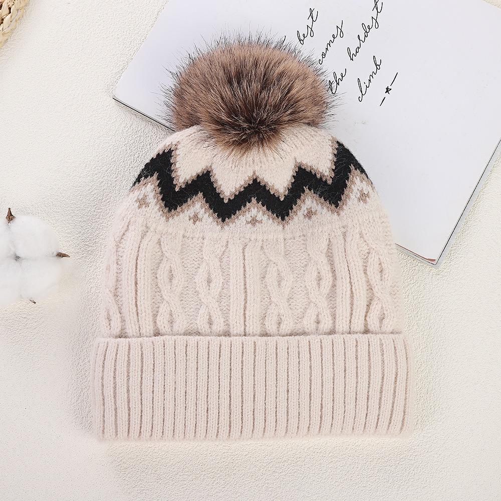 Thickened Knitted Hat with Pompom Winter Hat Warm Warm Cap  Men