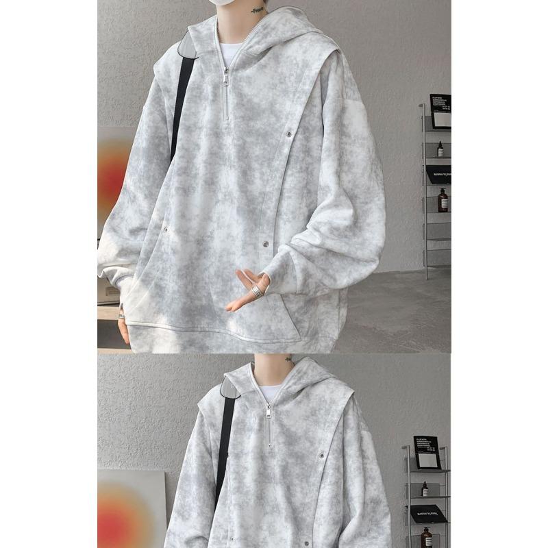 Men's Clothing Tie-dye Hooded Sweatshirt Retro Autumn Trendy Brand Loose Top New Bottoming Long Sleeves