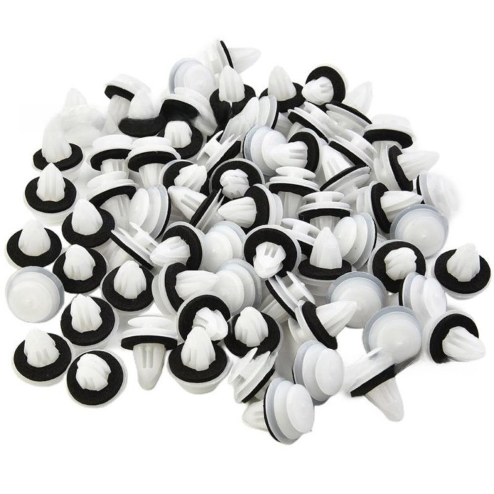 

100pcs/set with Sealing Rings Automotive Fasteners Rivet White Bumper Clips Car Interior