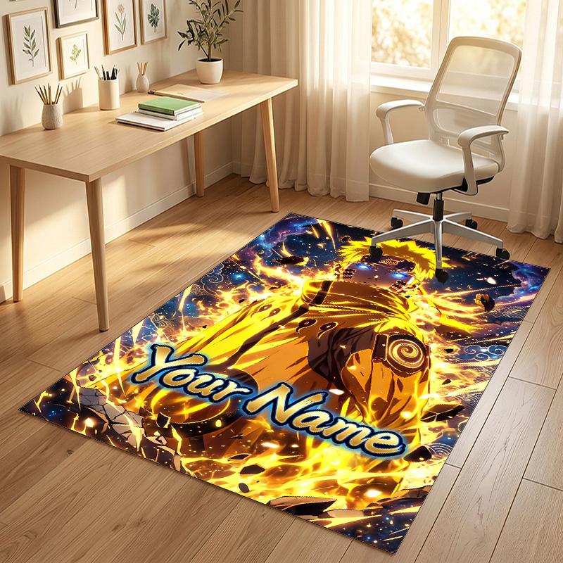 Personalized Crystal Velvet Carpet,Naruto Custom Printed Name, Plush Area Rug For Home Indoor Decor