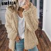 GMXIA Women's Vintage Casual lattice Print Autumn Winter Long Sleeve Hooded Jackets & Coats