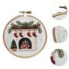 Christmas Embroidery Kit Cotton Hoop Cross Stitch Set Printed Pattern Crafts Package for Holiday Decoration Beginners