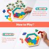 Coogam Wooden Hexagon Puzzle - Shape Block Tangram Thinking Task Toy Geometry Logic IQ Game STEM Montessori Educational Gift for All Ages Challenge