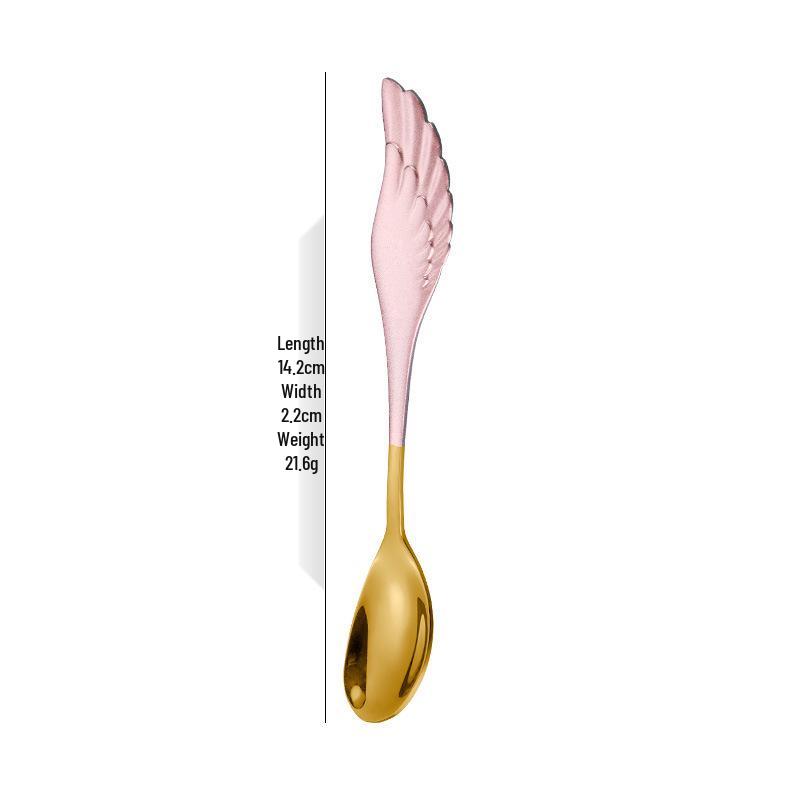 Creative 304 Stainless Steel Wing Spoon & Fork Set - 2-Piece for Dessert, Coffee & Hotels