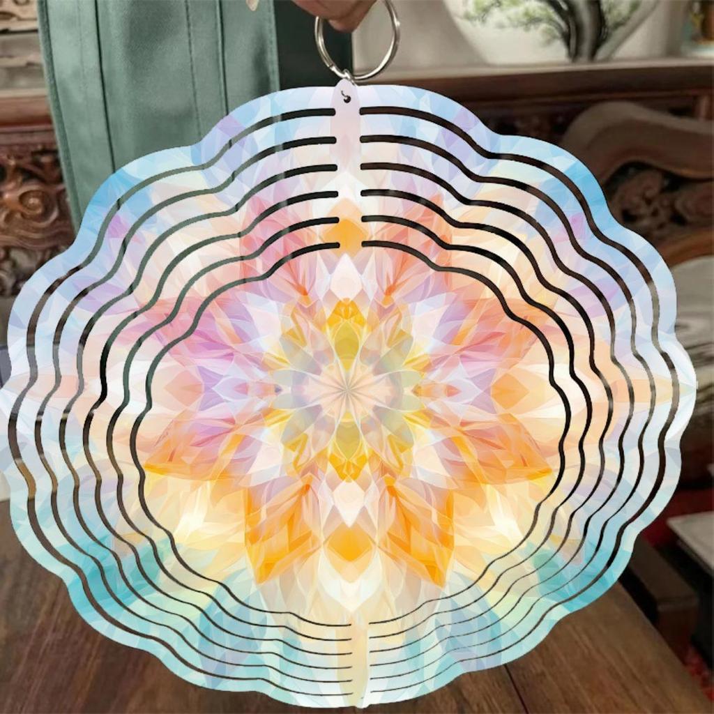 10 Inch Hanging Wind Spinner with Lotus Mandala Design 360 Degree Rotating Hook for Garden Balcony Yard Decor Summer Spring Gift