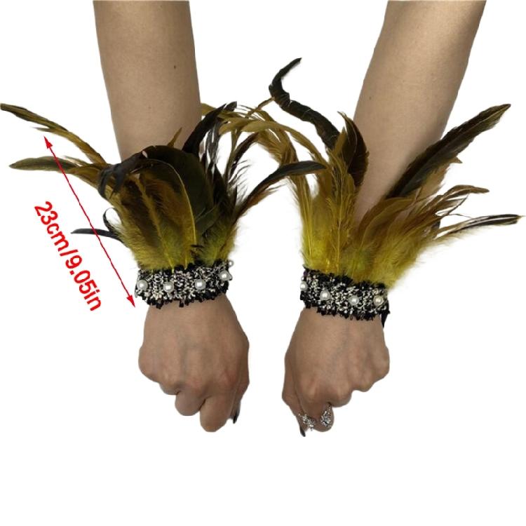 Elegant Feather Wrist Cuffs for Women Photography for Medieval Feather Bracelet Halloween Cosplay and Evening Dresses