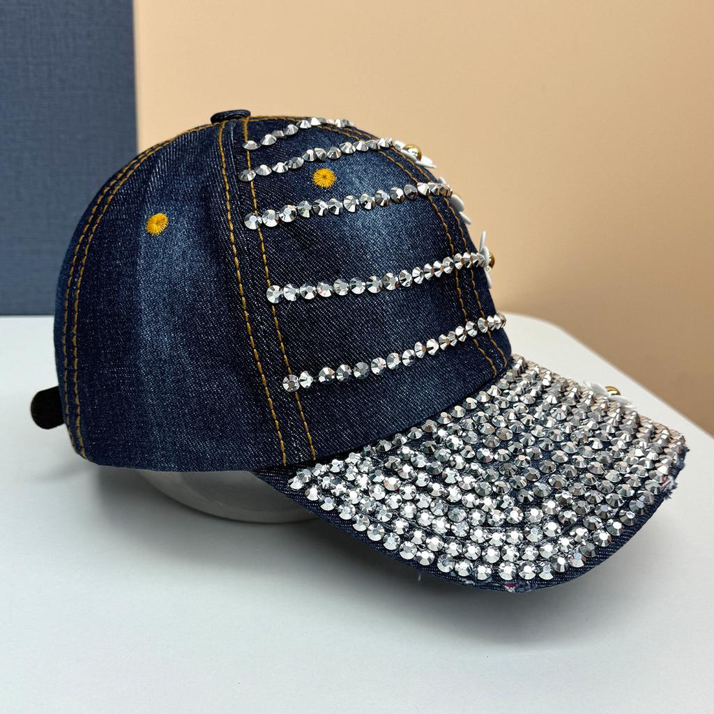 Neue Strass-Blumenkappe Damenmode Sonnenschutz Baseballkappe Frühling und Sommer Outdoor Sonnenschutz Denim-Hut